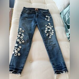 DRIFTWOOD Marilyn Blue Jeans with White Floral Embroidery